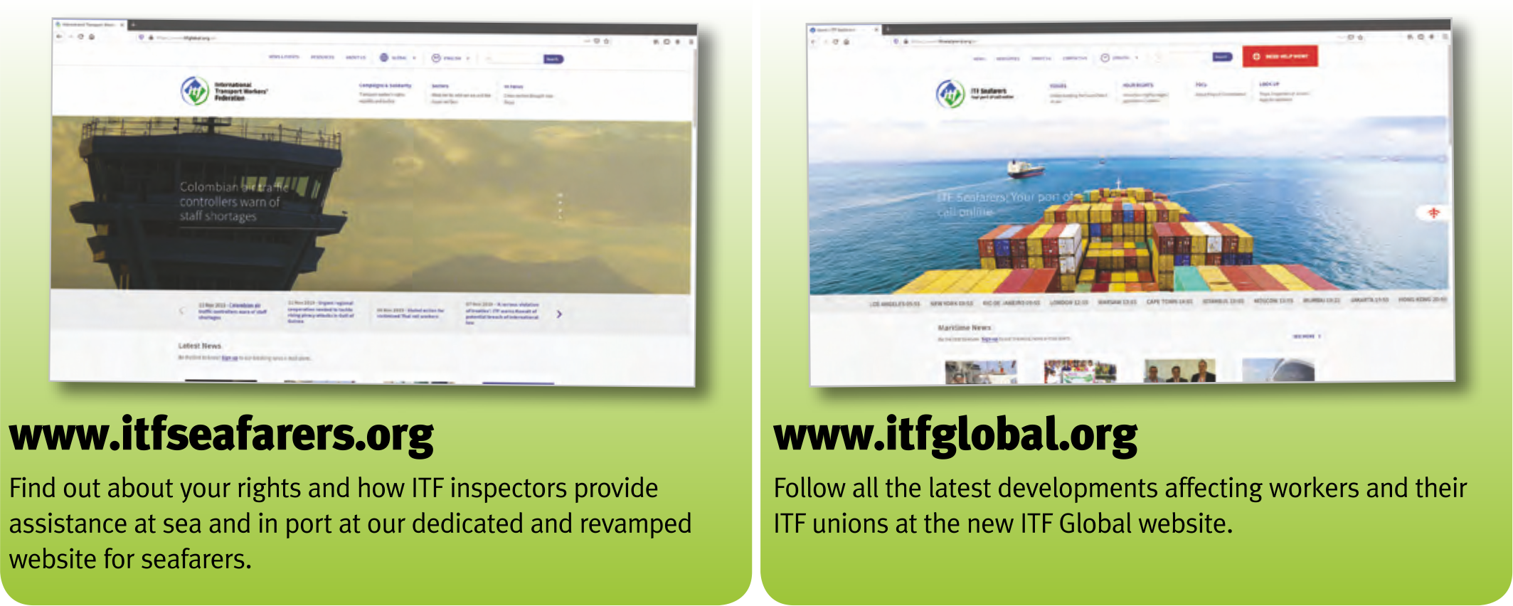 Seafarers - make the ITF your daily port of call for information and advice